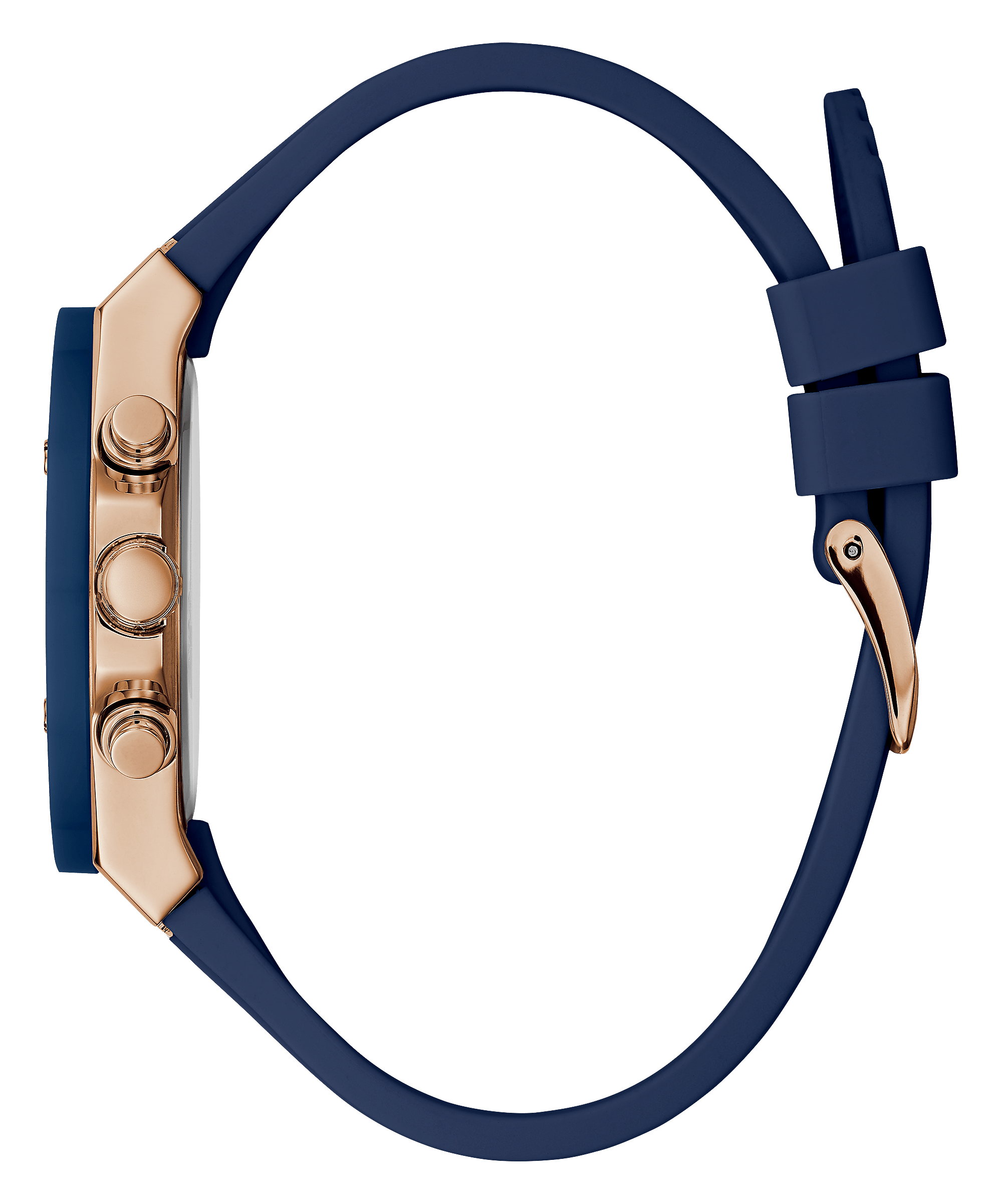 Guess Rose Gold Tone Blue Silicone Women’s Watch GW0030L5 - Watch