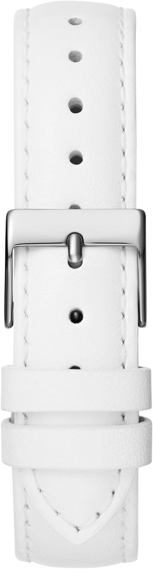 Guess Rumour white leather watch strap with silver-tone buckle and stitch details