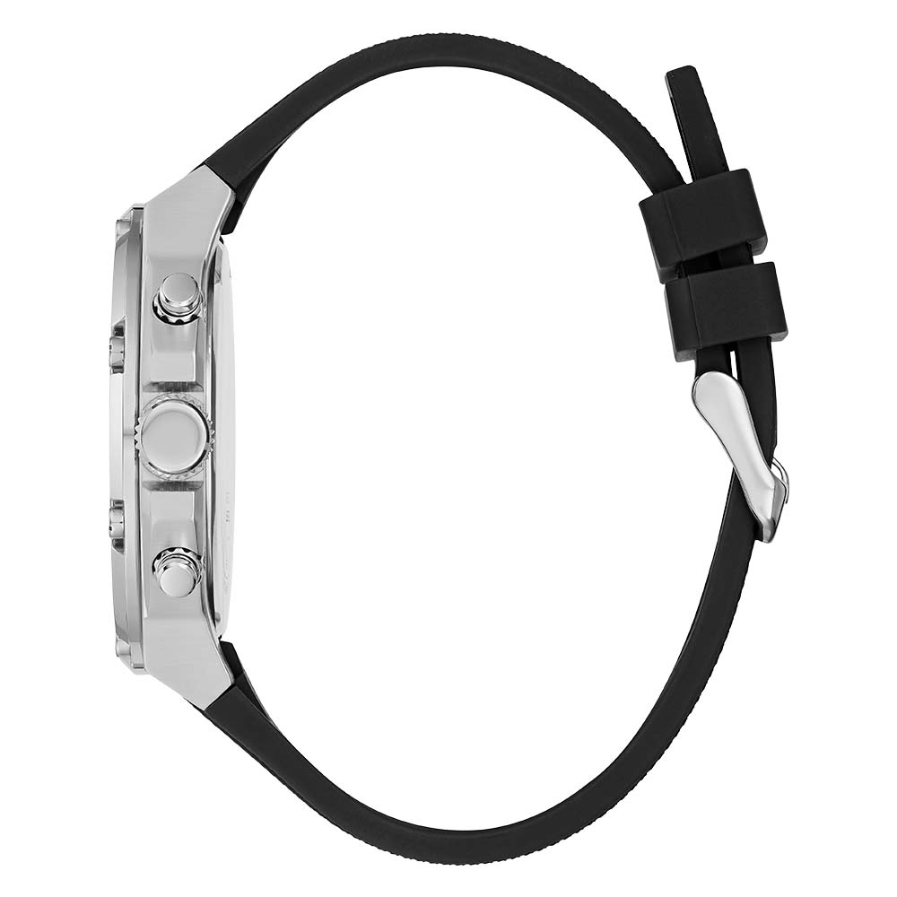 Guess Silver Case Black Silicone Strap Men’s Watch GW0334G1 - Watch