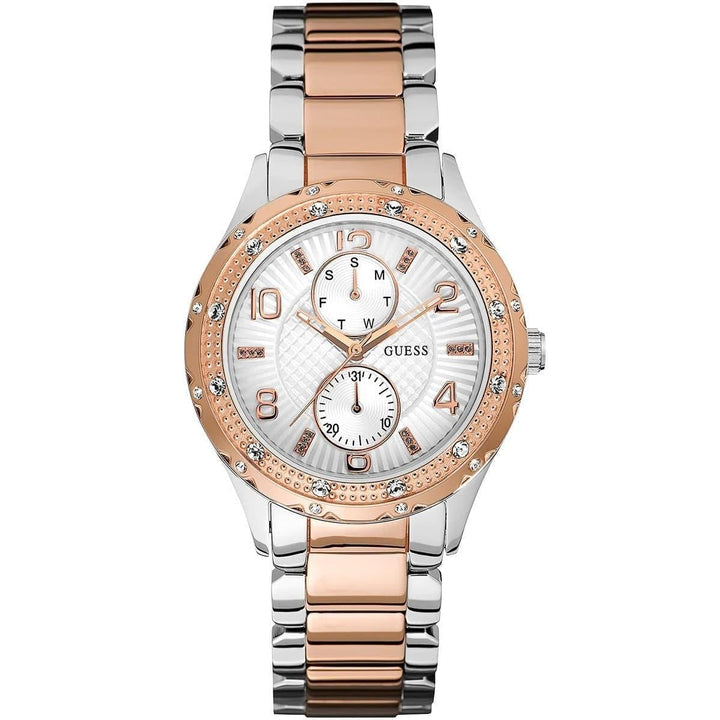 Guess Siren two-tone women's watch with rose gold and silver bracelet and crystal bezel