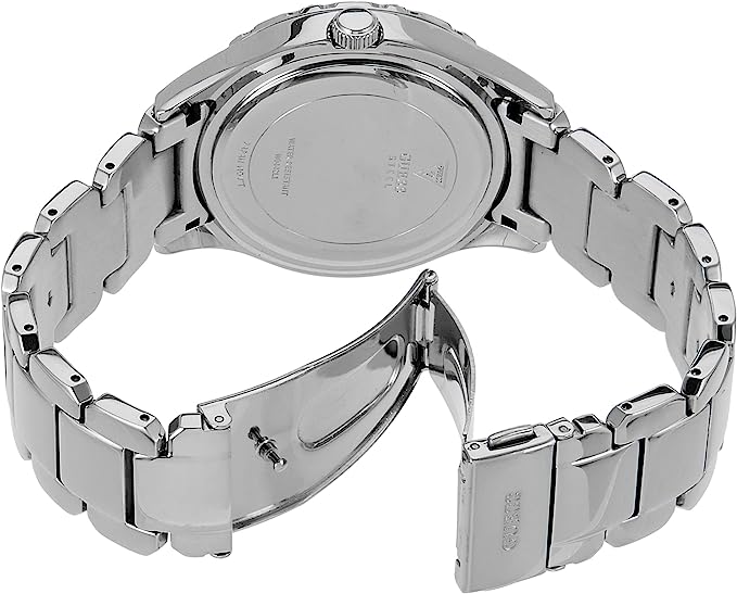Guess Siren silver watch caseback and stainless steel bracelet