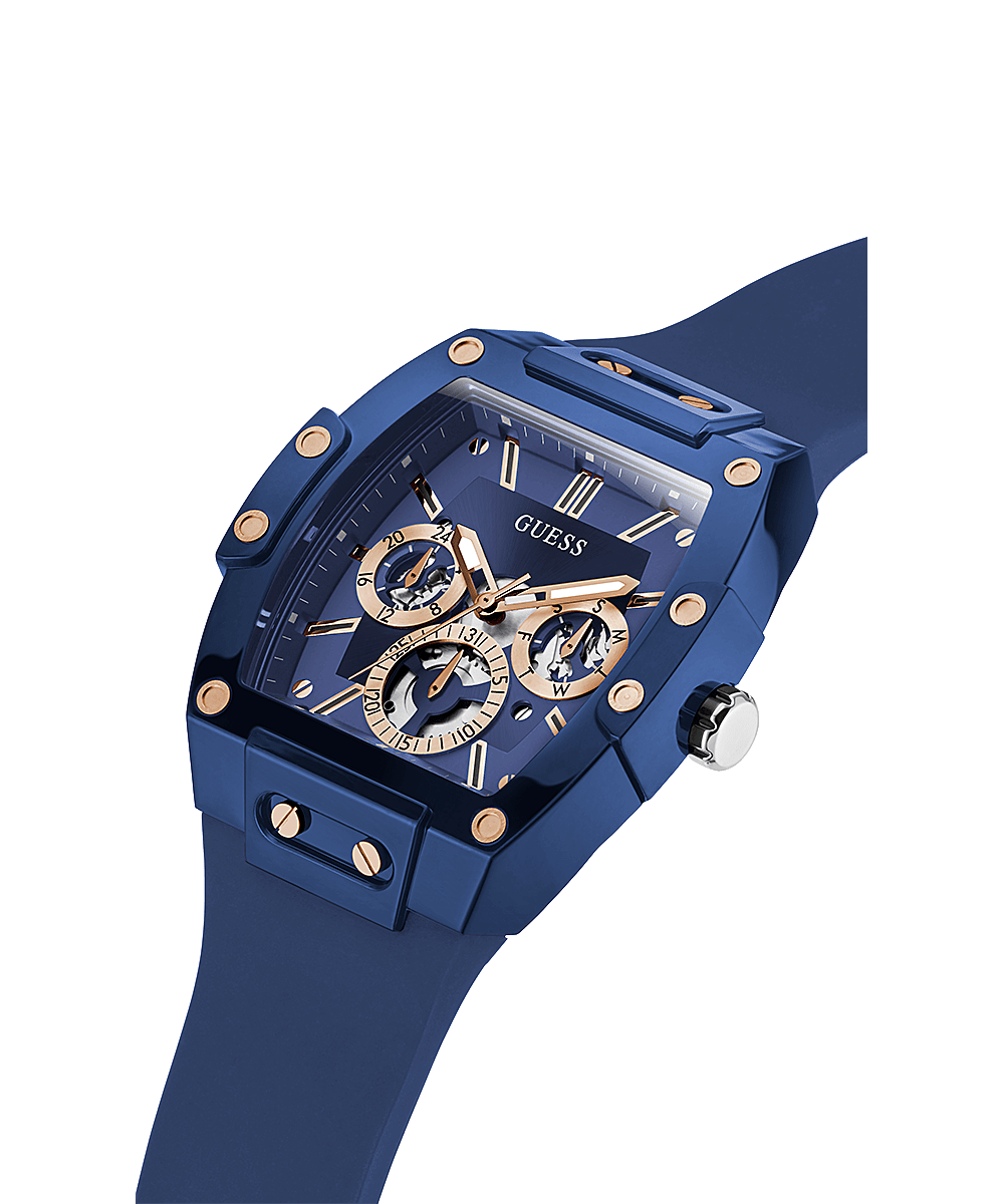 Guess Skeleton Dial Blue Silicone Men’s Watch GW0203G7 - Watch