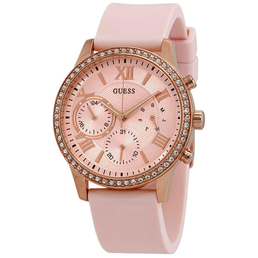 Guess Solar Quartz Multifunction Pink Dial Ladies Watch W1135L2 - Watch