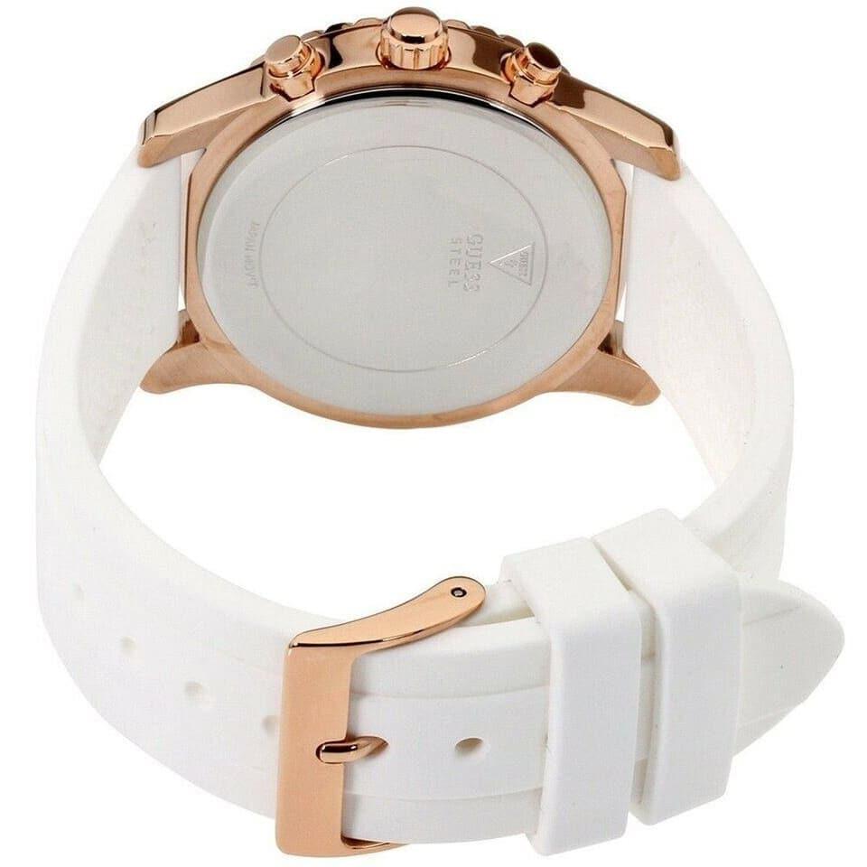 Guess Solar watch caseback and rubber strap with rose gold buckle clasp