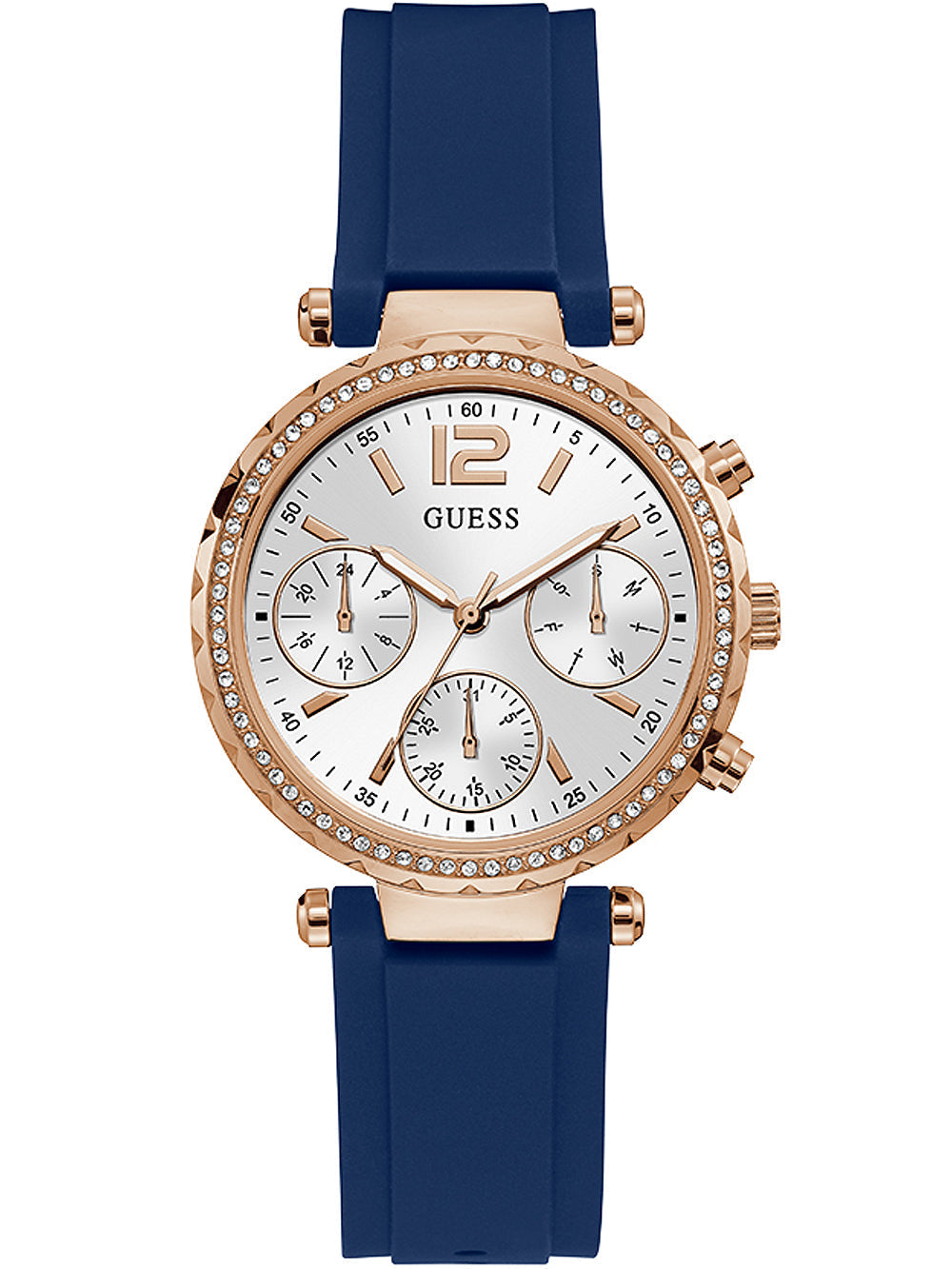 Guess Solstice Rose Gold Blue Silicone Women’s Watch GW0113L3 - Watch