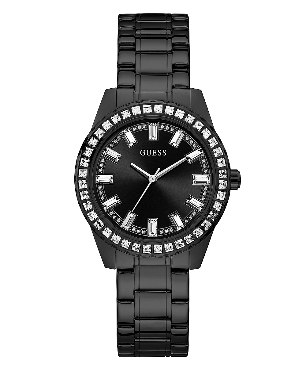 Guess Sparkler black stainless steel women's watch with crystal bezel and black dial