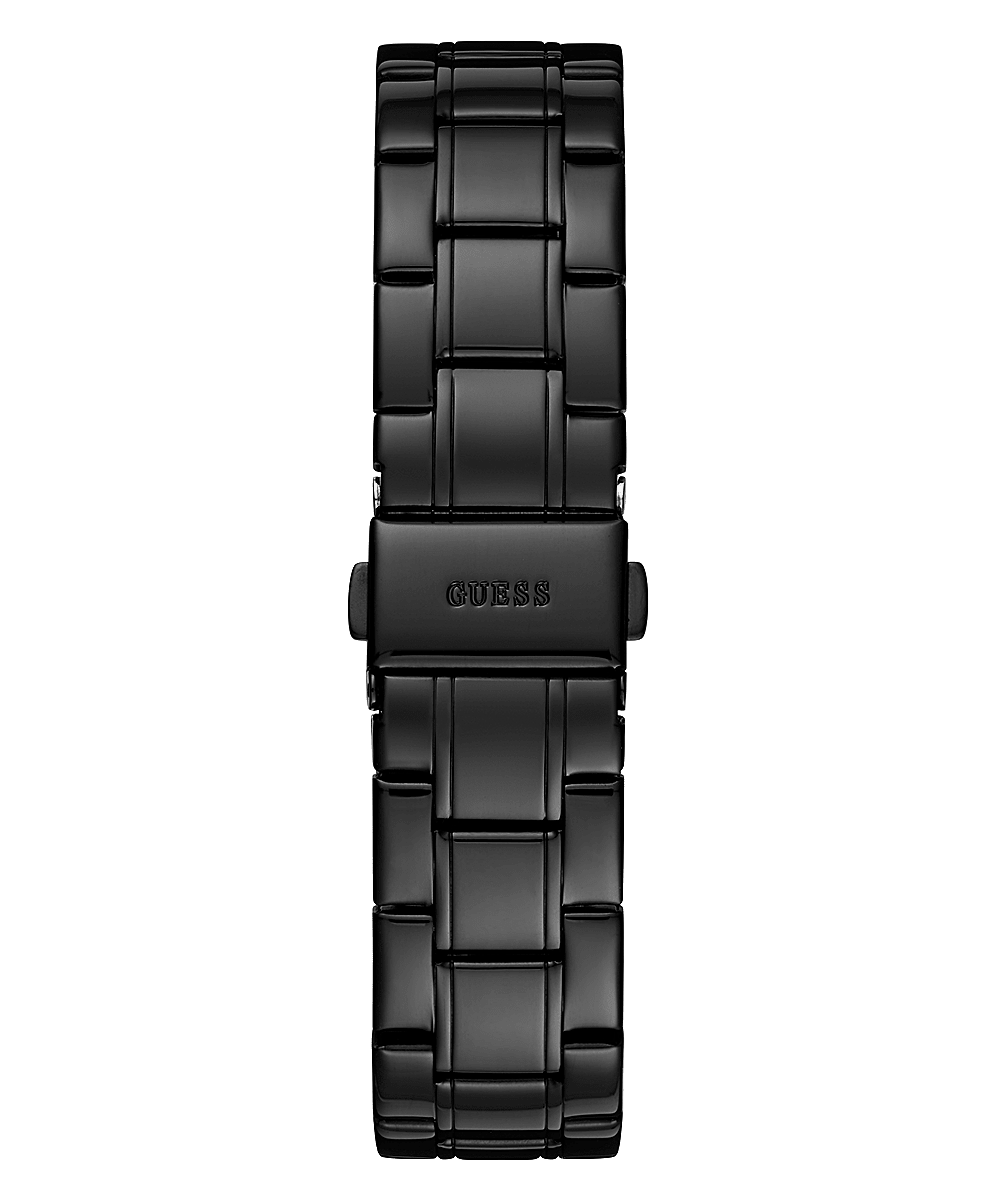 Black stainless steel link bracelet strap with GUESS branding