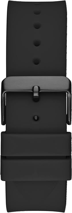 Black silicone strap detail with buckle closure and adjustment holes