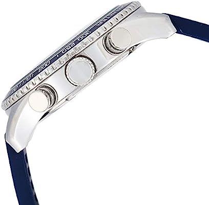 Side view of Guess Sport watch showing silver case profile and blue silicone strap attachment