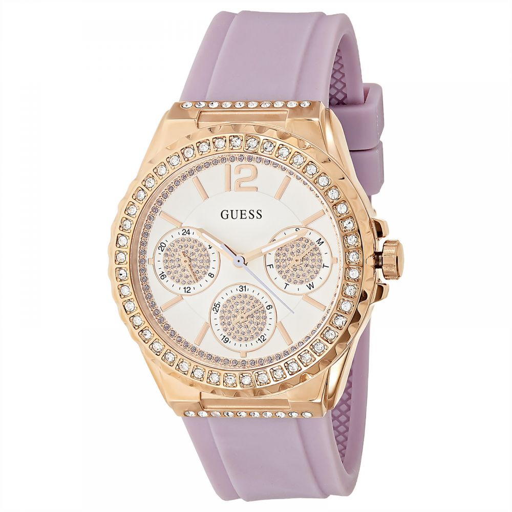 Guess Starlight Women's White Dial Silicone Band Women's Watch  W0846L6 - The Watches Men & CO