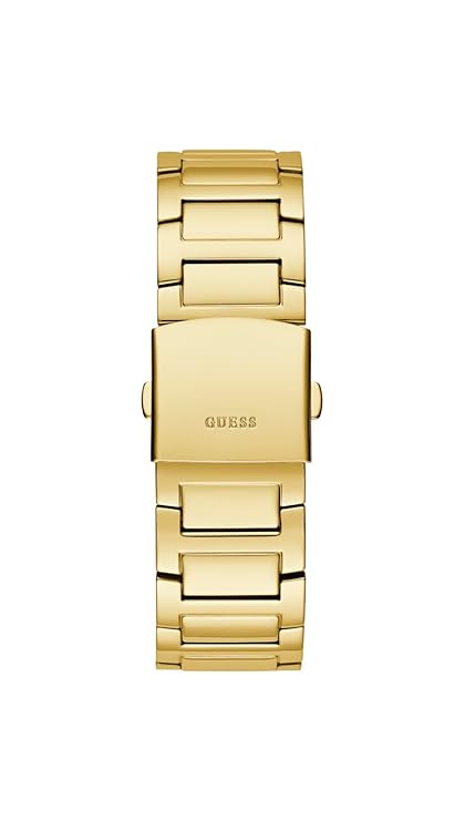 Guess Trend watch gold-tone three-link bracelet with engraved deployment clasp