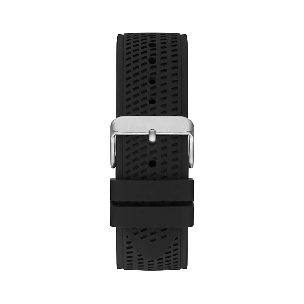 Guess Trophy Silver Tone Silicone Strap Men’s Watch GW0333G1 - Watch