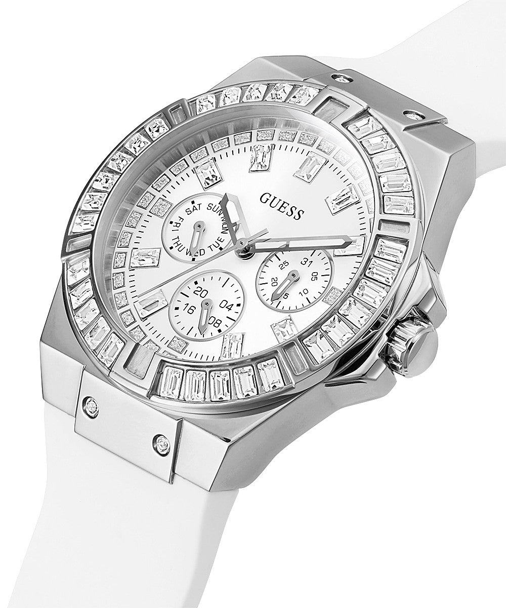 Guess Venus Silver Case Silicone Strap Women’s Watch GW0118L3 - Watch