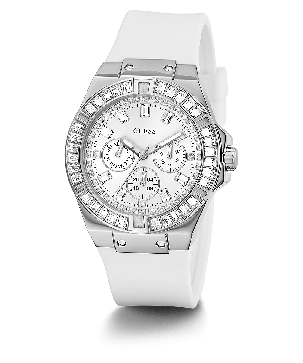 Guess Venus Silver Case Silicone Strap Women’s Watch GW0118L3 - Watch