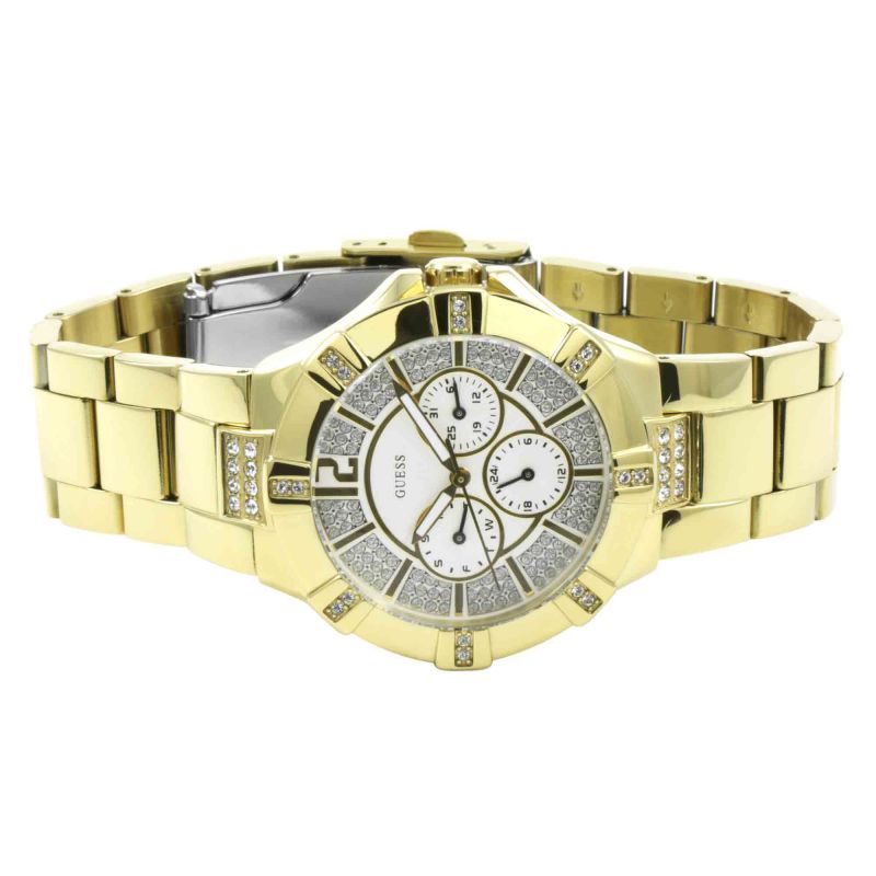 Guess Vista men's watch with diamond-set bezel and matching gold-tone bracelet