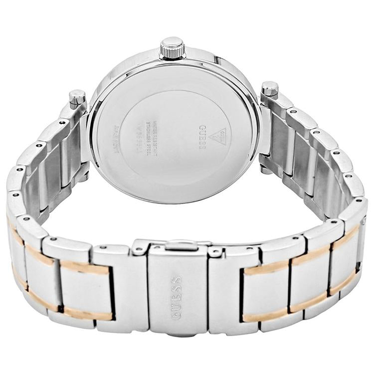 Caseback of Guess two-tone ladies watch W0636L1 with engraved details
