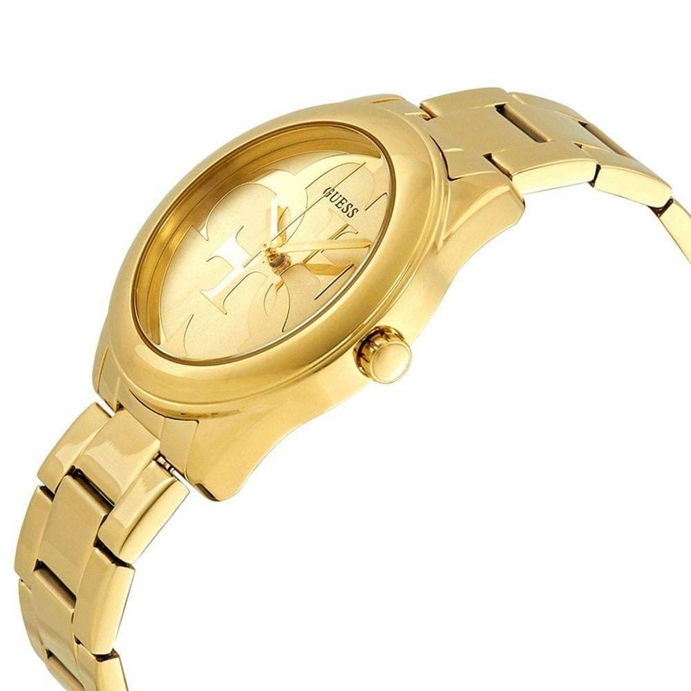 Guess W1082L2 gold women's watch side profile with crown detail visible