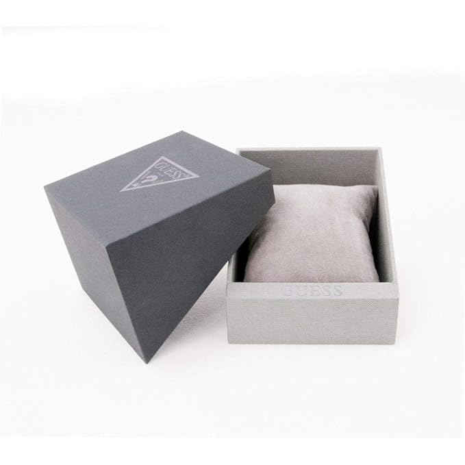 Guess W1107G4 watch packaging with gray box and branded presentation case