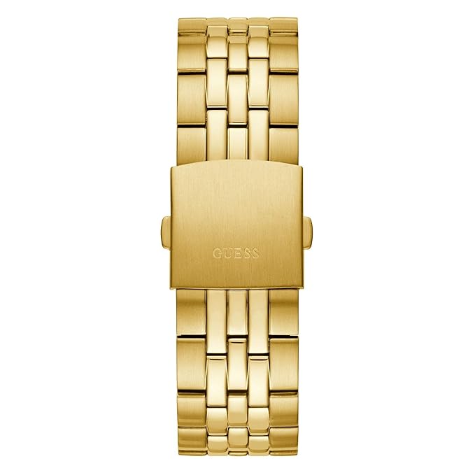 Guess W1107G4 gold-tone steel bracelet strap with Guess branding on clasp