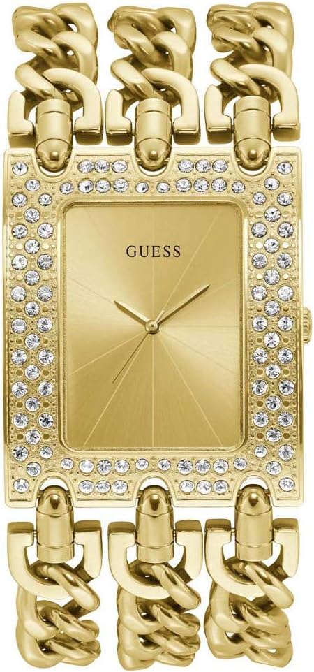 Guess gold stainless steel women's watch with crystal-embellished dial and chain link strap
