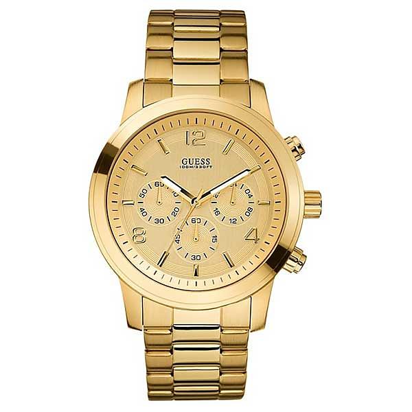 Guess W15061G2 gold stainless steel men's chronograph watch with dial subdials and link bracelet