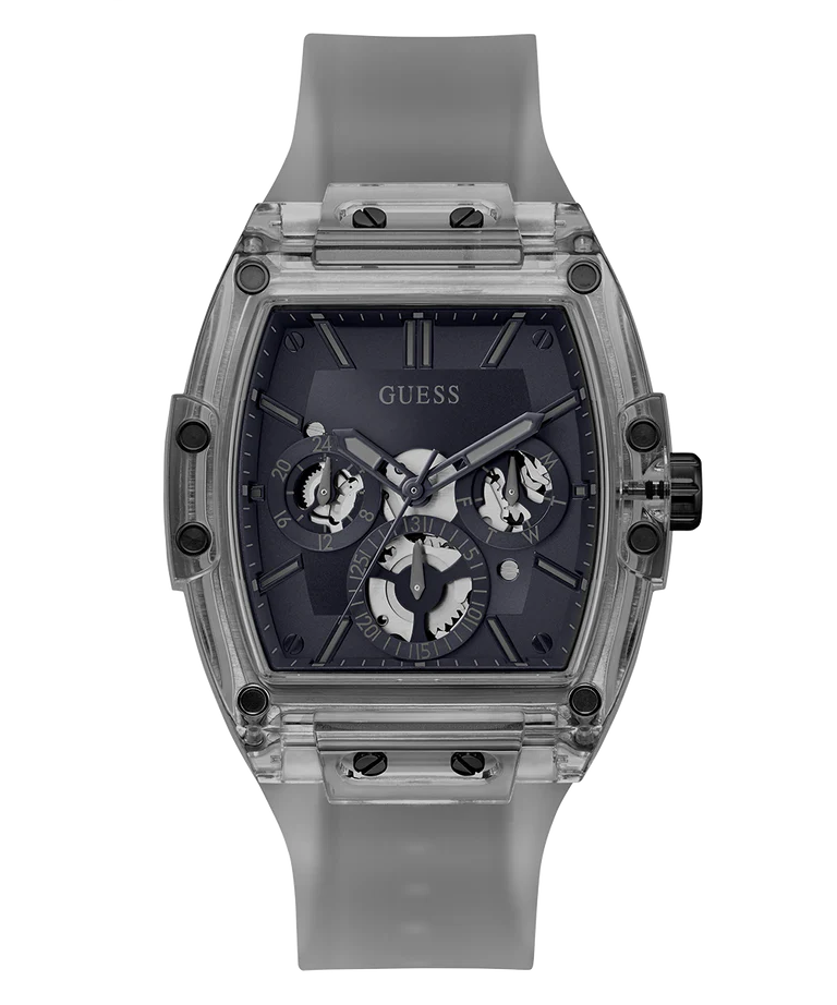 GUESS GW0203G9 grey multi-function mens watch with square dial and chronograph subdials