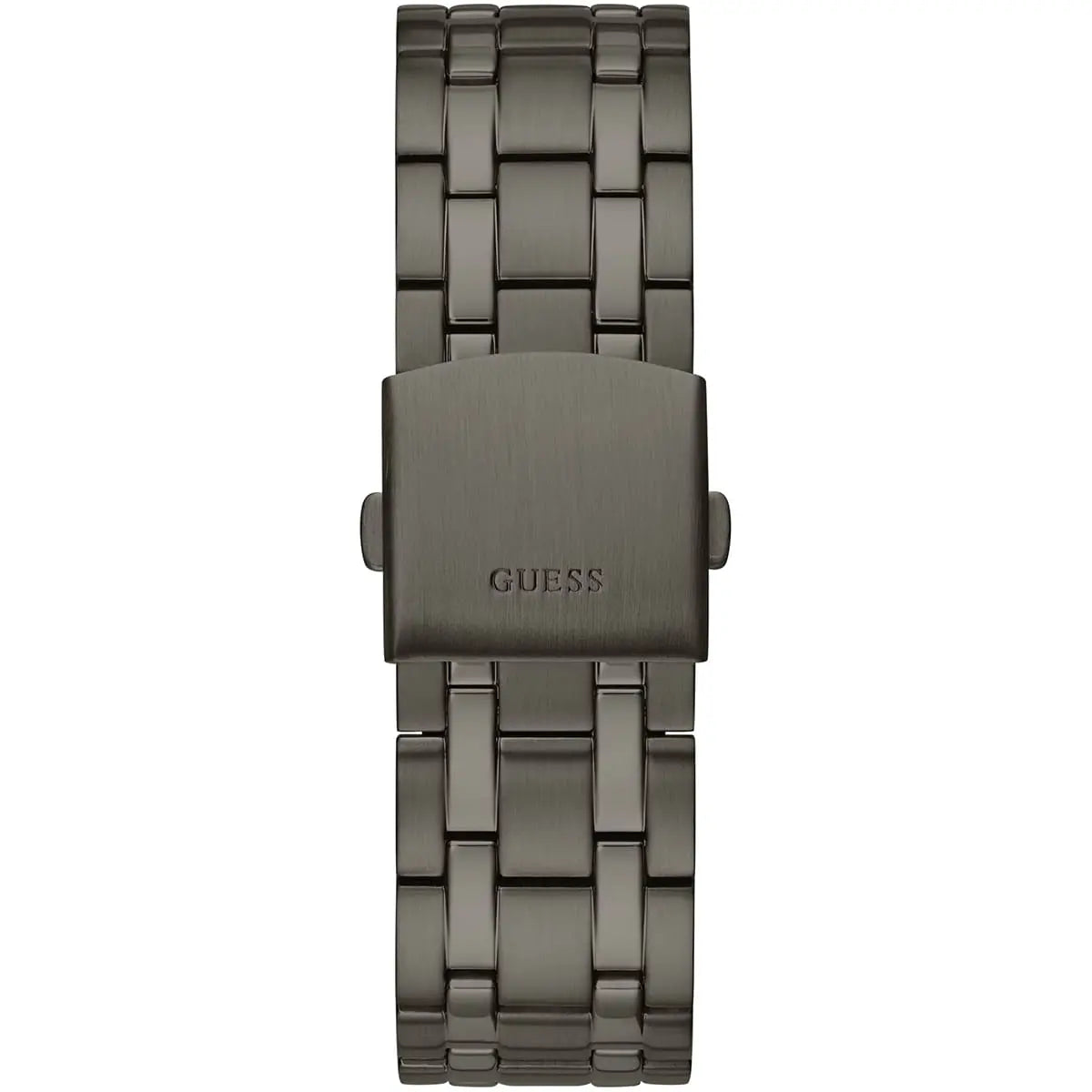 GUESS gunmetal stainless steel link bracelet with engraved logo clasp