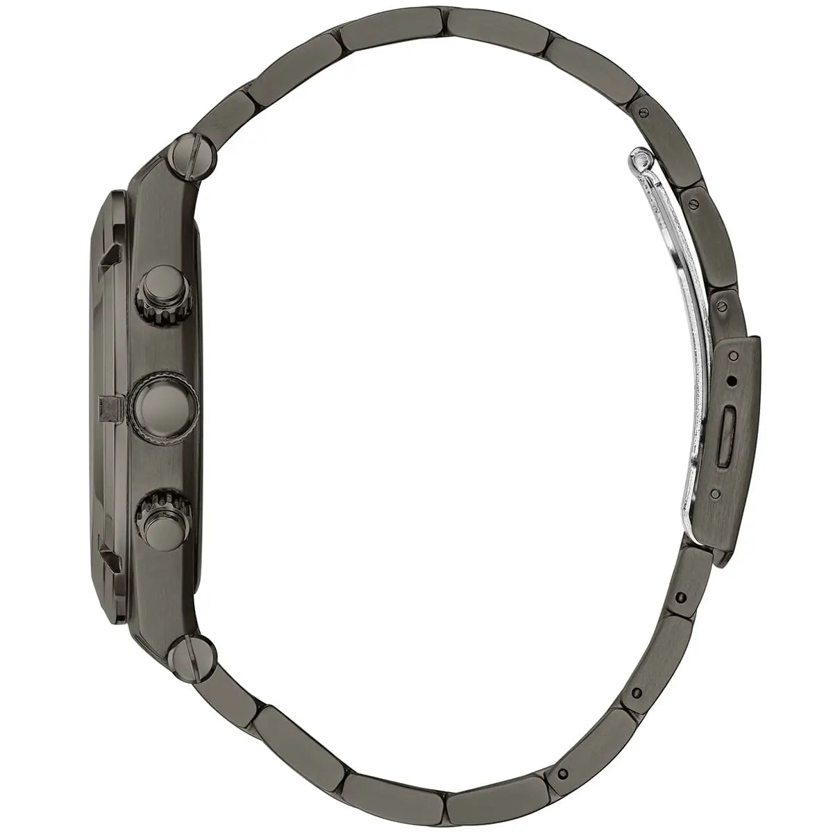GUESS GW0260G3 side profile showing chronograph pushers and case thickness