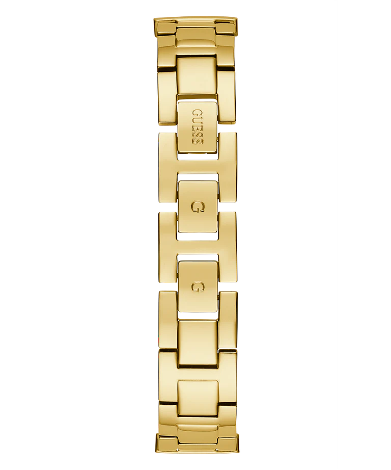 GUESS GW0401L2 caseback showing gold tone bracelet clasp and construction details