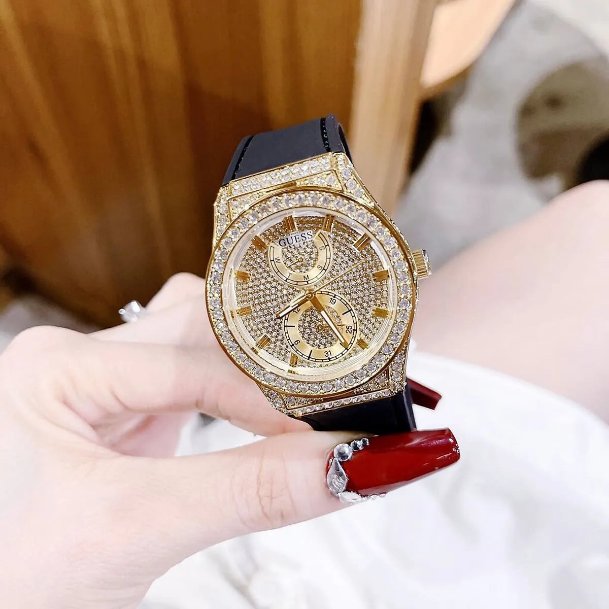 Women's Guess Gold Tone Multifunction Crystallized Watch GW0439L2 GW0439L2 - Image 8