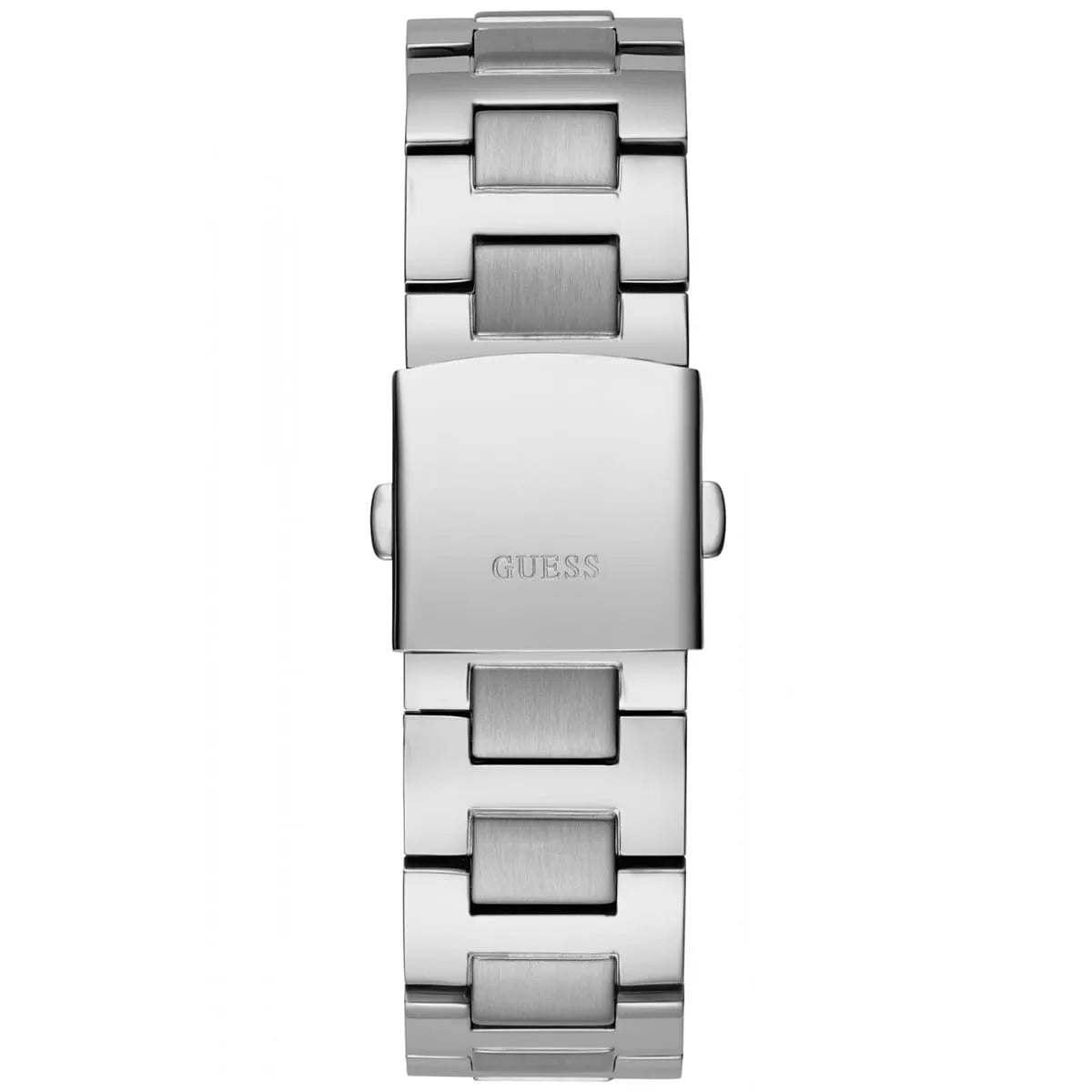 Guess Legacy Chronograph silver stainless steel bracelet with logo clasp