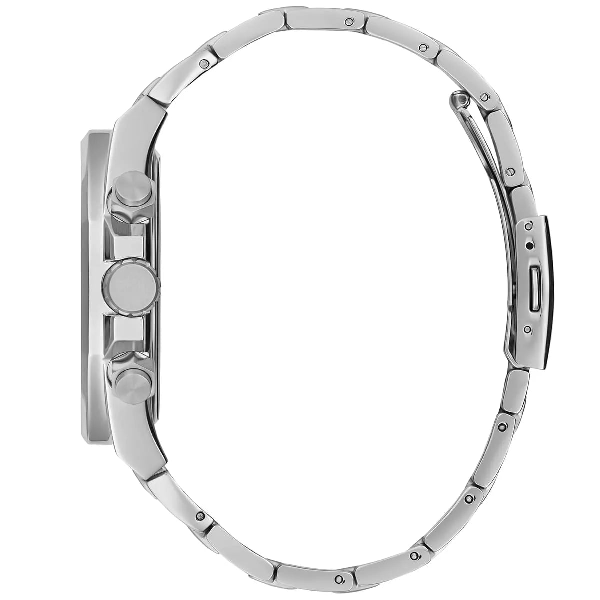 Guess GW0489G3 watch strap detail showing stainless steel links and clasp