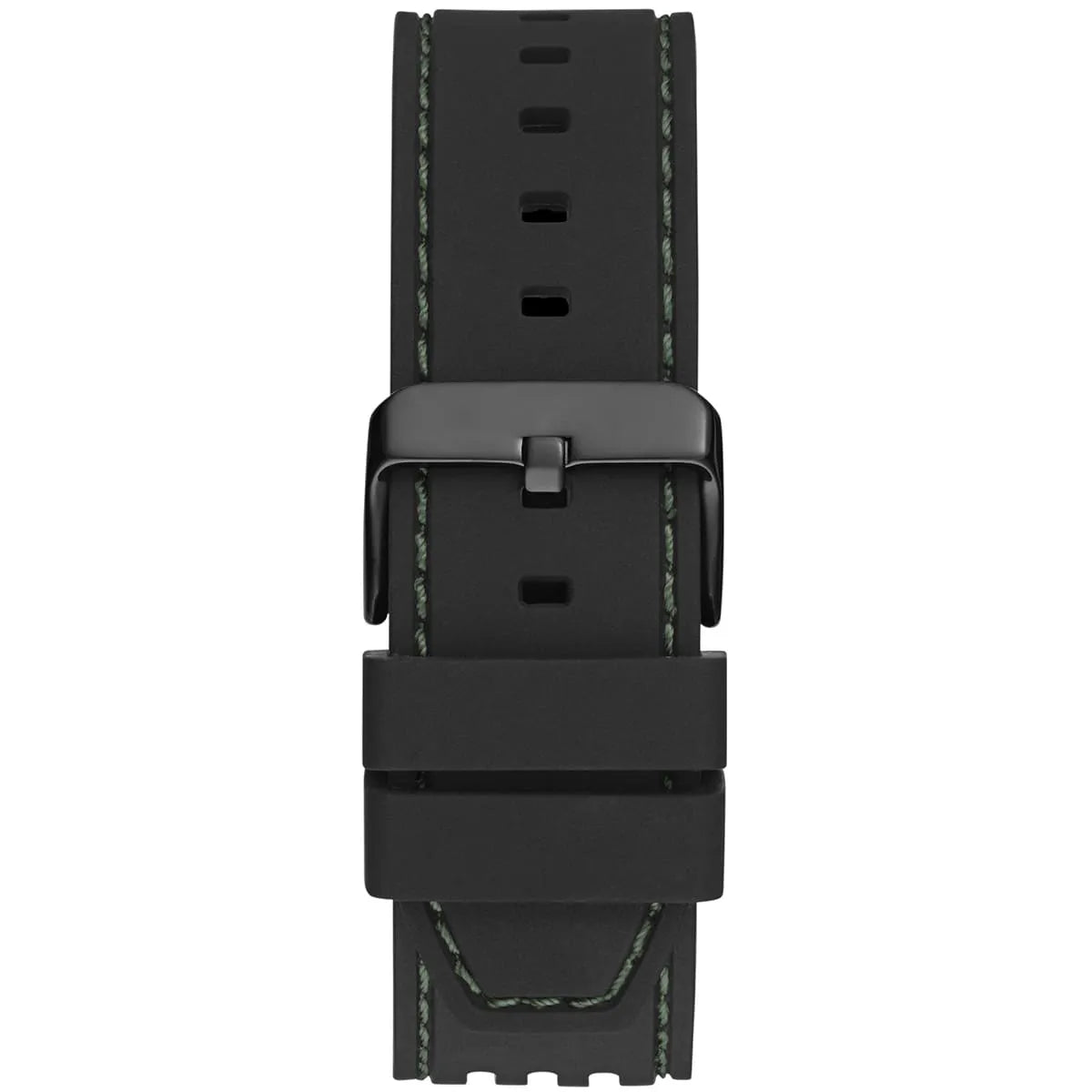GUESS GW0499G7 men's watch black rubber strap with green accents and buckle closure