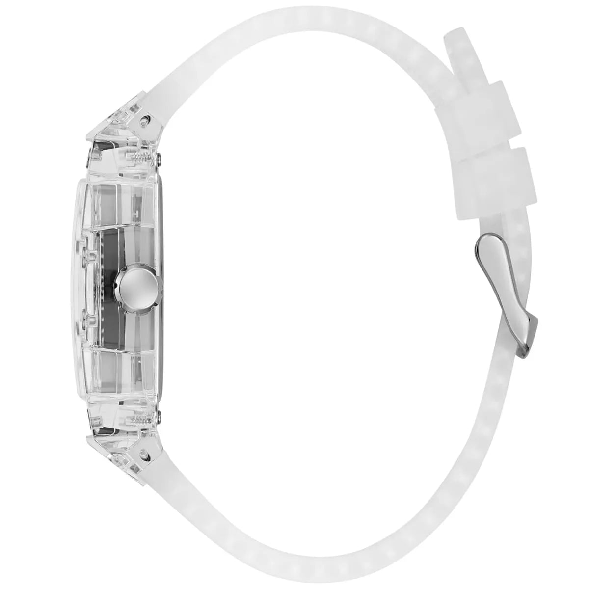 Guess Phoenix transparent silicone strap with buckle closure detail