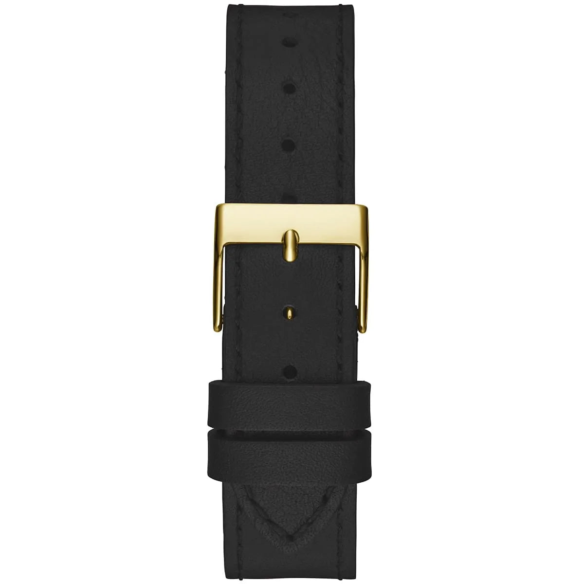 GUESS GW0504L5 black leather strap with gold-tone buckle and adjustment holes