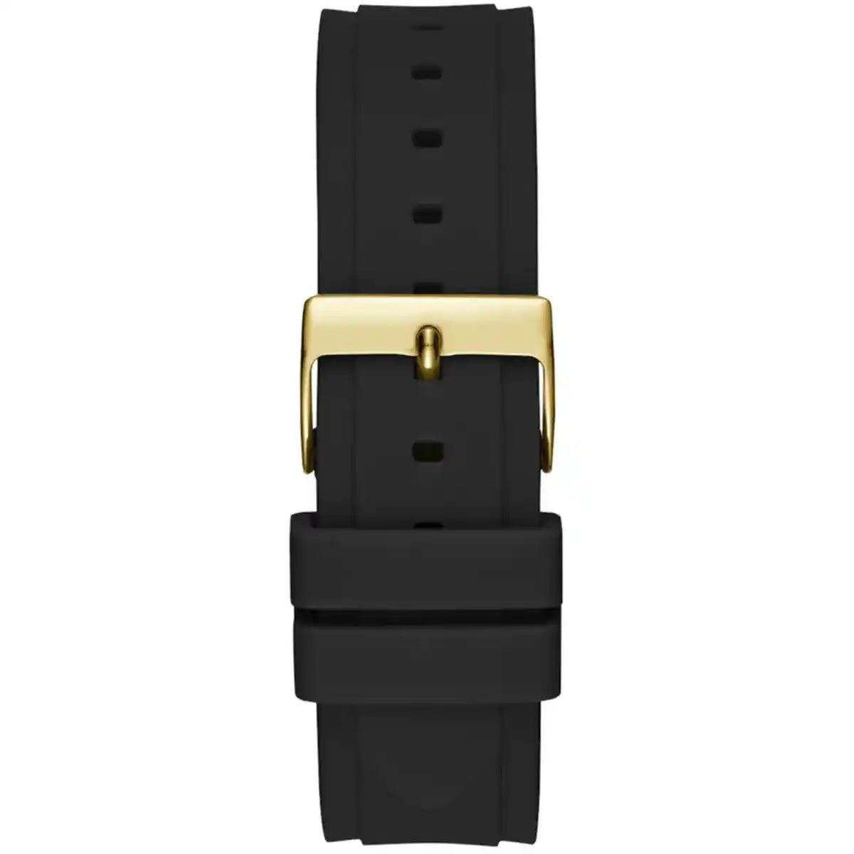 Black rubber strap with gold-tone buckle from Guess Limelight Crystals watch