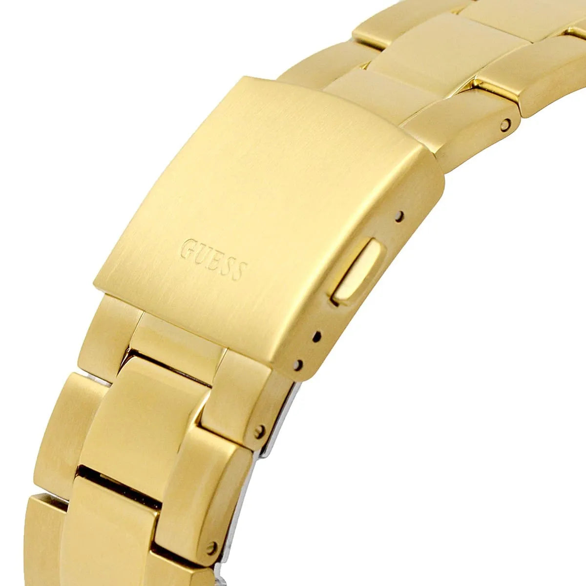 Guess GW0539G2 gold tone bracelet clasp detail with GUESS engraved logo