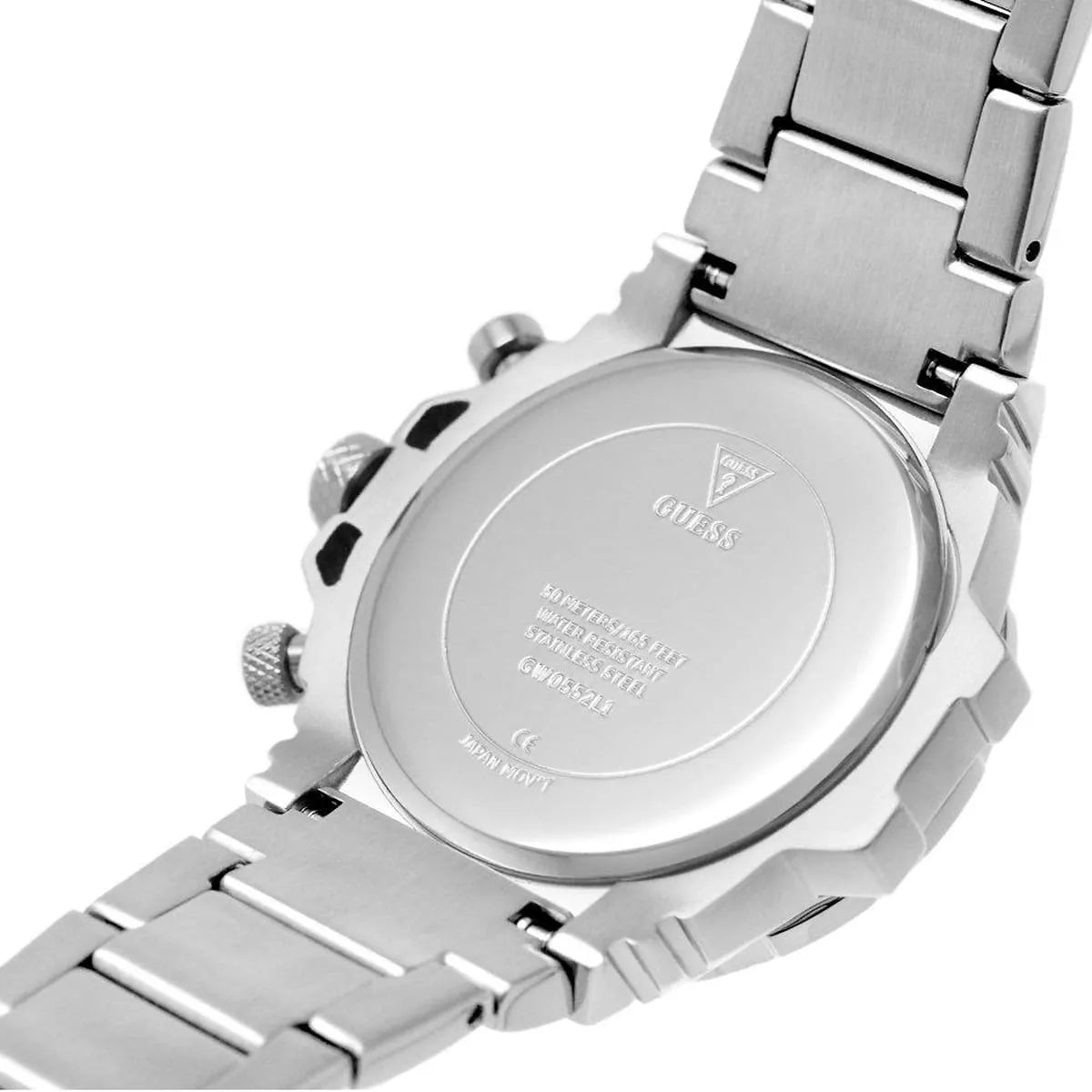 Guess GW0552L1 watch caseback displaying Guess branding and watch specifications