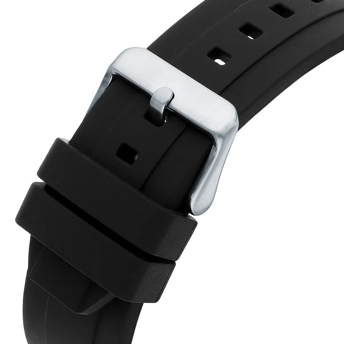 Guess GW0583G1 black rubber strap with silver buckle closure detail