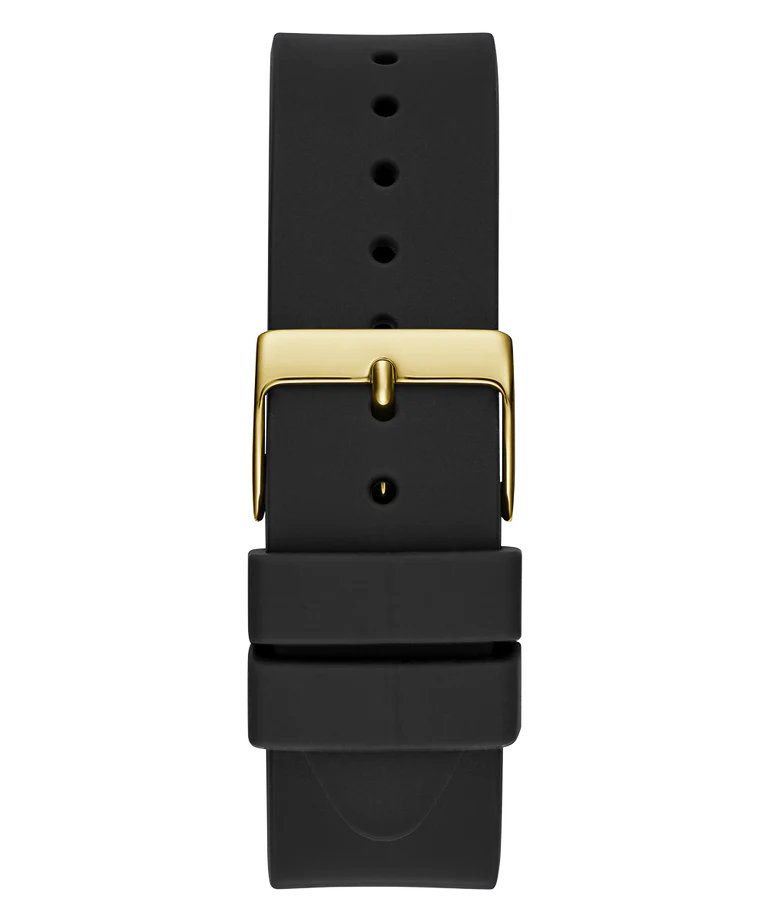 Guess Cubed GW0665L1 black leather strap with gold-tone buckle and adjustment holes