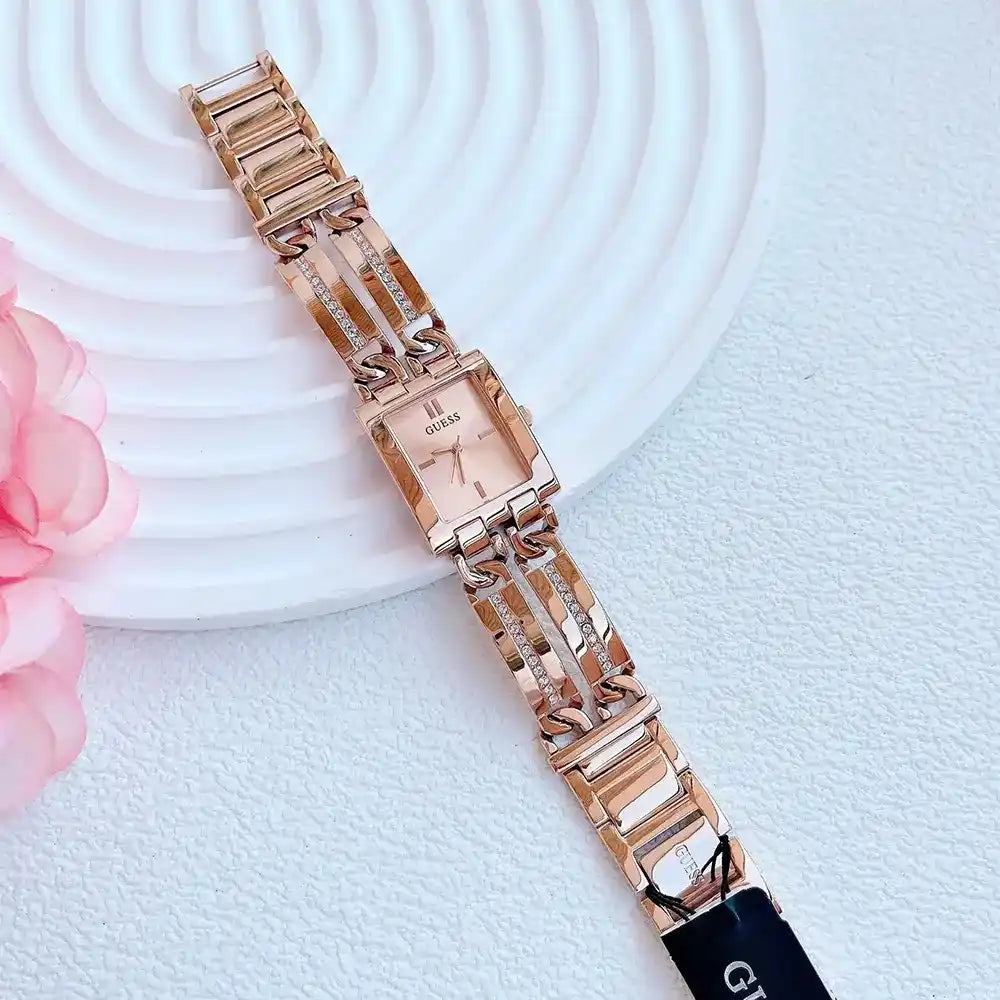 GUESS GW0668L3 rose gold tone ladies analog watch with decorative display styling
