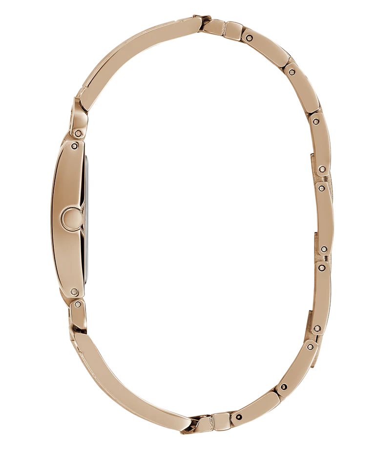 GUESS rose gold ladies watch bracelet and strap detail with crystal embellishments
