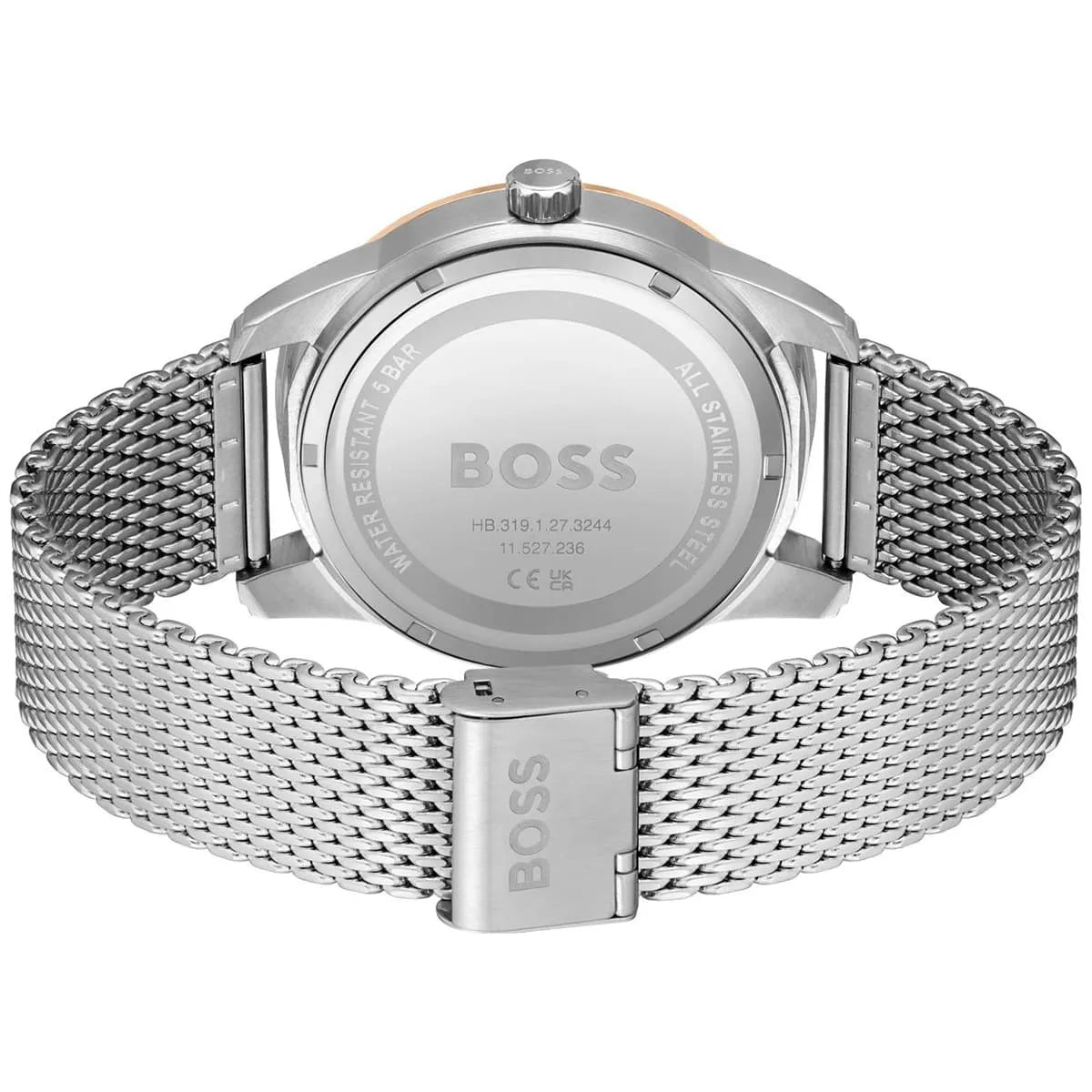Hugo Boss 1513961 caseback showing stainless steel back cover with BOSS branding
