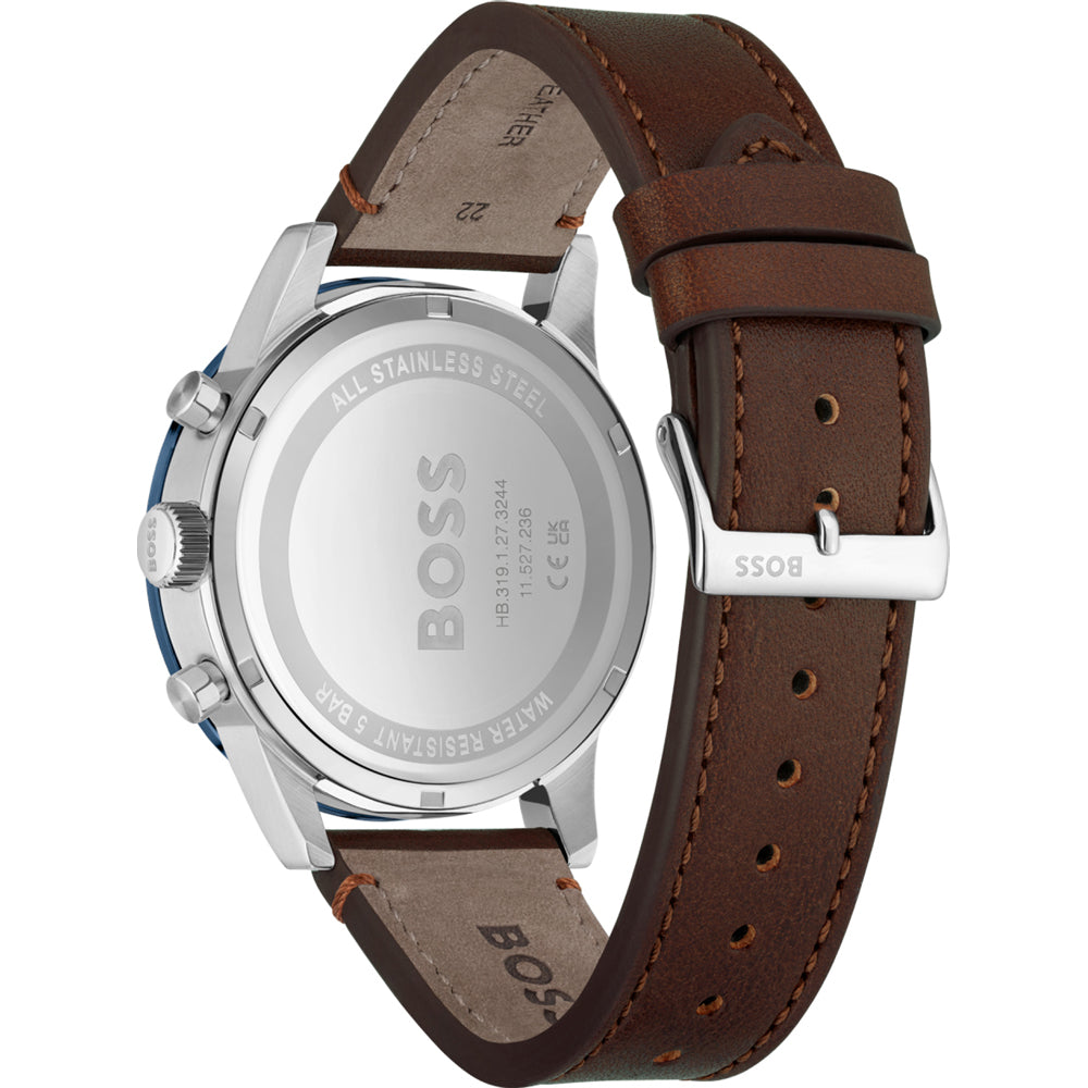 Case back of Hugo Boss Allure watch with stainless steel engraved display back