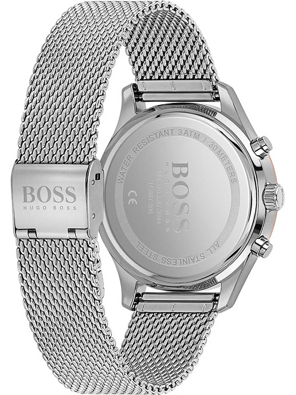 Hugo Boss Associate caseback showing stainless steel with branding and specifications