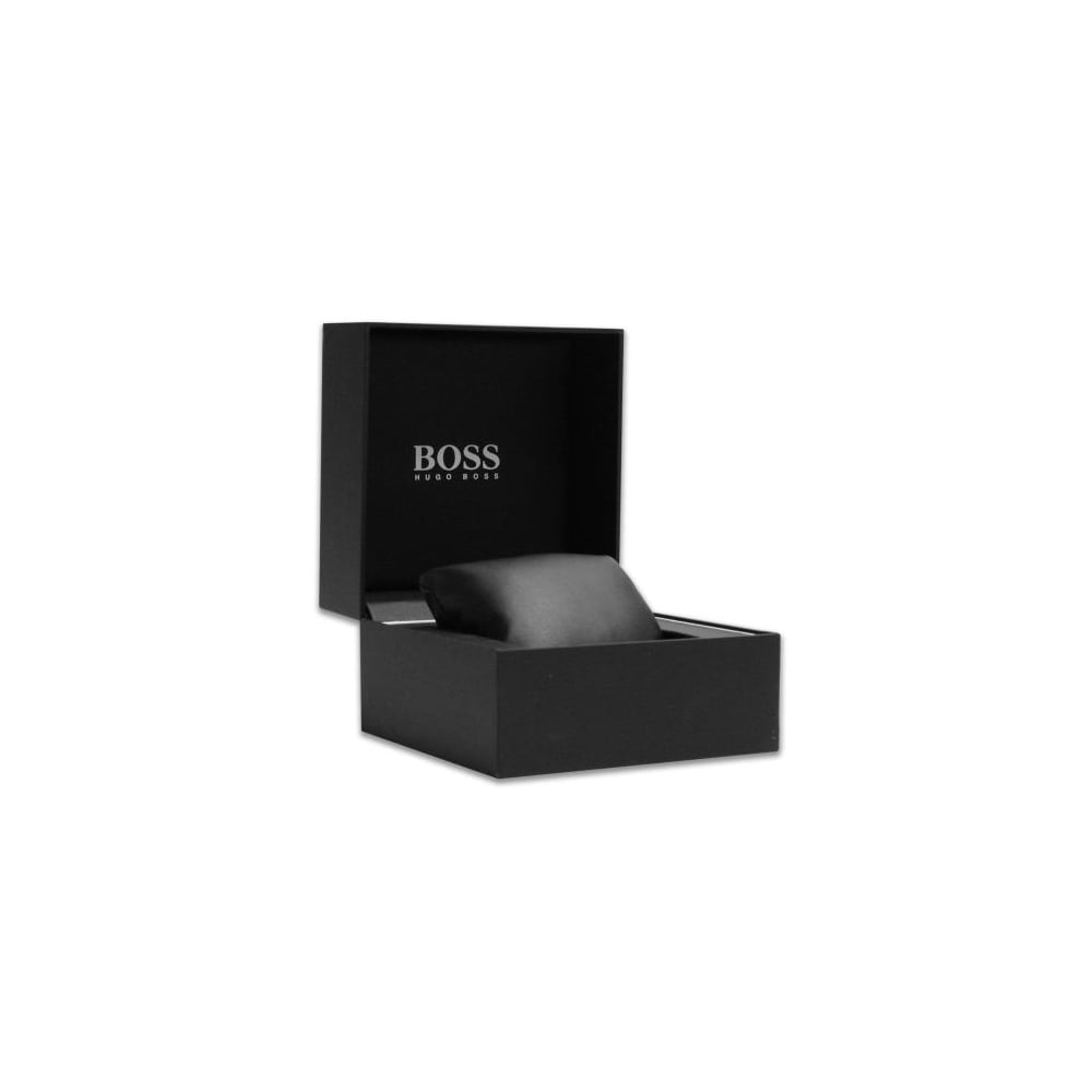 Hugo Boss black gift box with logo and black watch storage case