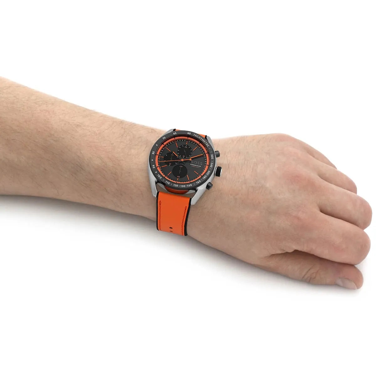 Hugo Boss Centre Court watch strap buckle and clasp detail with BOSS branding
