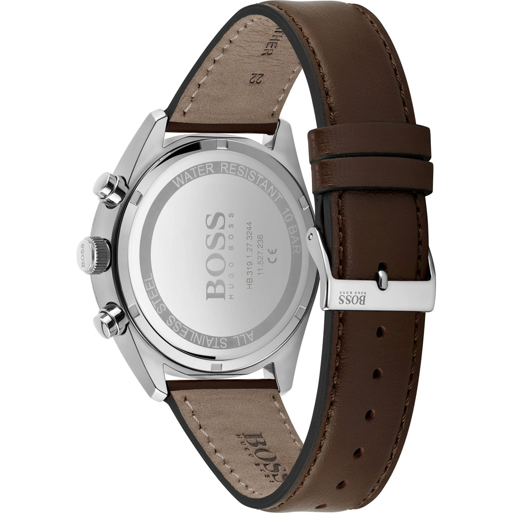 Hugo Boss Champion watch caseback showing engraved BOSS logo and water resistance marking