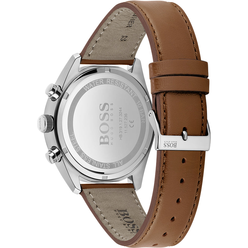 Hugo Boss Champion watch caseback with engraved Boss logo and water resistance marking