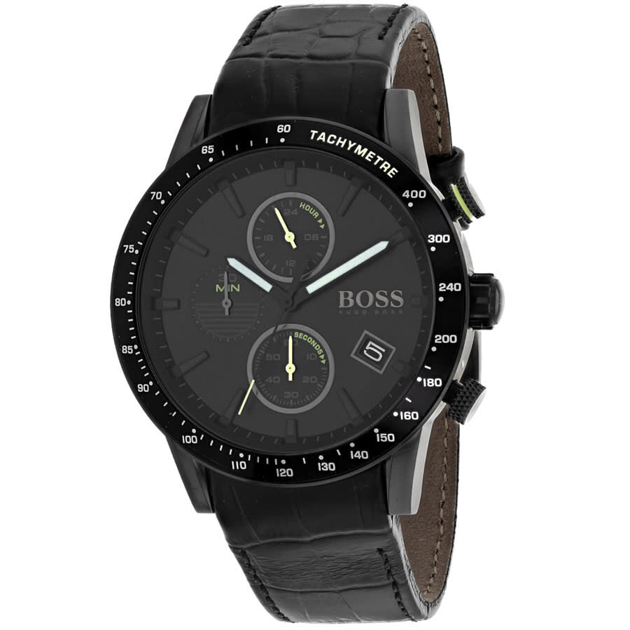 Hugo Boss Classic black dial chronograph watch with dual subdials and tachymeter bezel